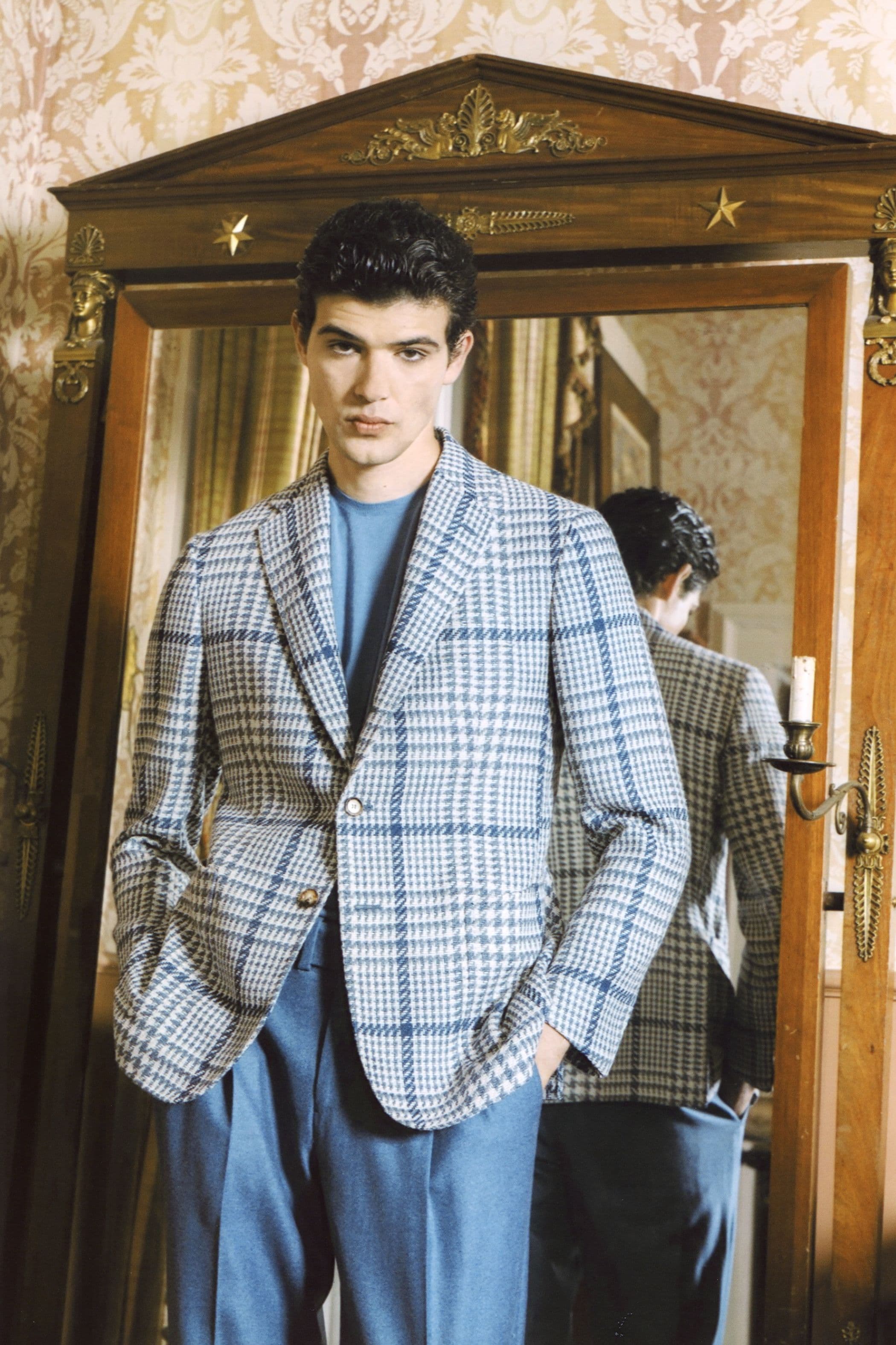 Stile Latino Blue and White Blazer